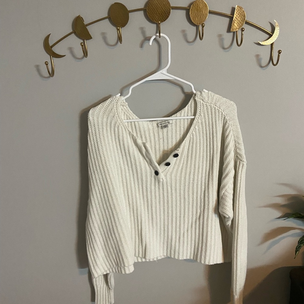 american eagle white sweater